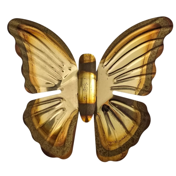 Vintage Brass Butterfly Wall Décor Set of 3 — Mid Century Hollywood Regency Boho - Picture 4 of 6